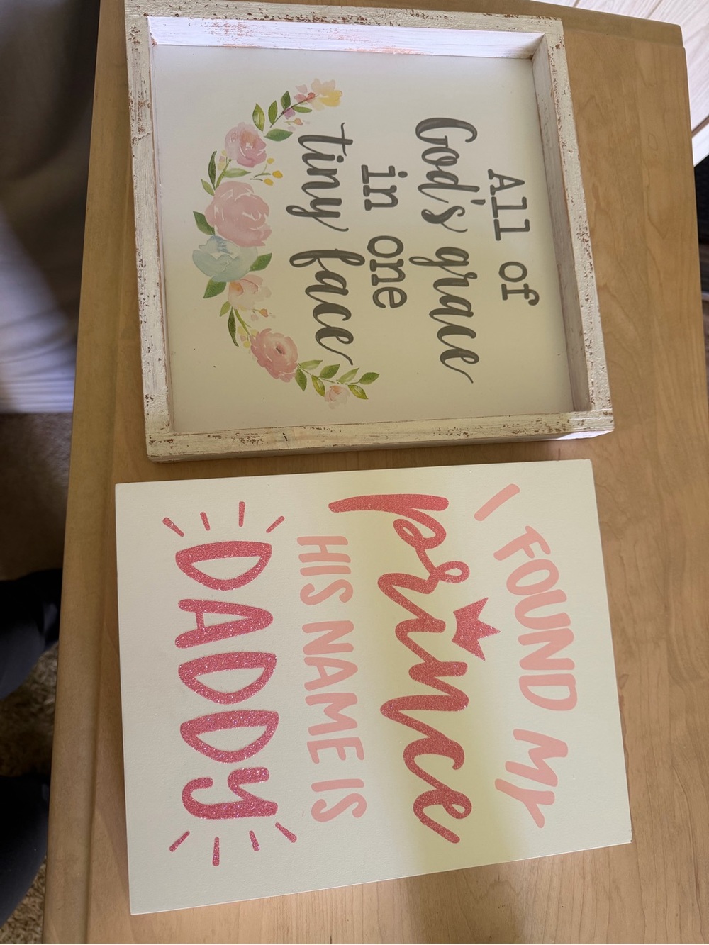 Pink Floral and Glitter Pink Nursery Wall Art Duo